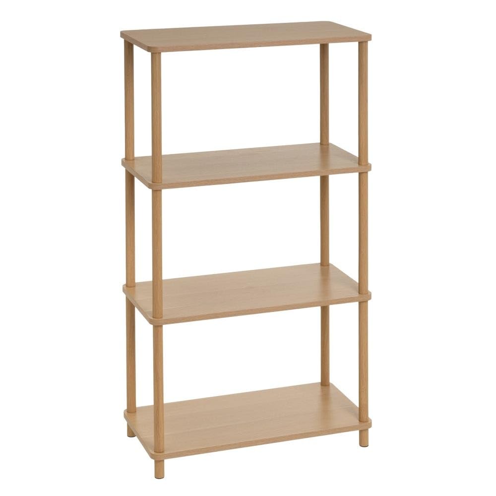 Estantería de suelo con 4 baldas de MDF y metal natural para organizar el hogar