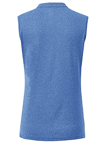 Image of BGOWATU Women's Golf Polo T-Shirts Sleeveless V Neck Collarless Tennis Shirts UV Protection Quick Dry Lightweight