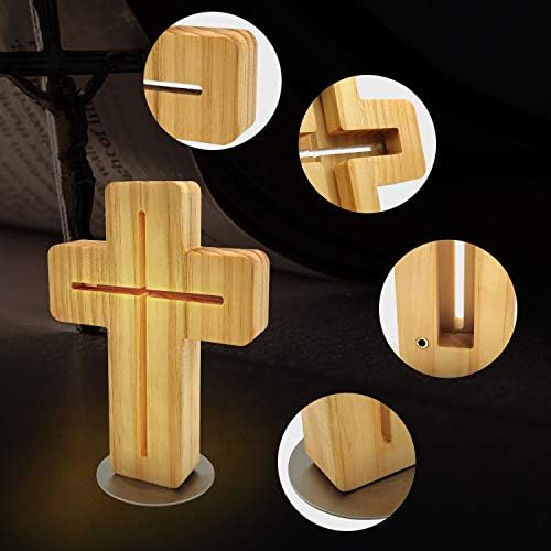 Jesus Cross Night Light, Christ Bookcase Warm White Light, The Lord Desk Lamps Room Home Decor Xmas Birthday Easter Gifts ...