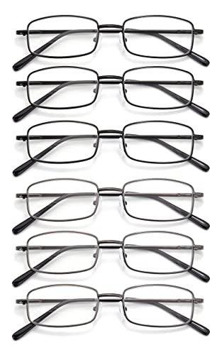 Autojouls Metal Reading Glasses 6-Pack Blue Light Blocking