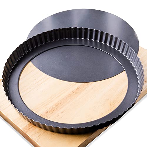 FIDZ PAN Tart Pan 9 Inch Removable Bottom- Carbon Steel Quiche Pan, Rust & Temperature Resistant 550-600 °F- Non-Stick, Sturdy & Dishwasher Safe- Perfect for Baking Tarts, Quiches & Dessert