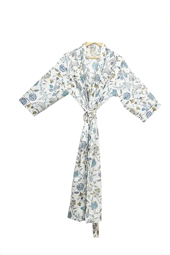 Image of Hand block print Cotton Kimono bikini cover up,Indian Hand block print Cotton Bath Robe,Swim Wear,Nighrwere Dressing Gown