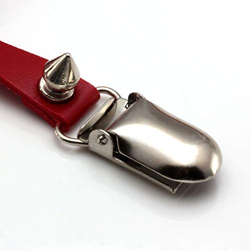 MILAKOO 2 Pcs Women PU Leather Punk Rivet Stud Leg Garter Belt (Red) - Thumbnail 2