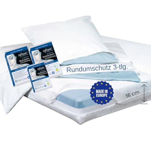 Softsan Protect Plus Allergiker Encasing Set 3tlg. Encasing Rundumschutz als Set: bestehend aus Kissenbezug 80x80 cm + Deckenbezug 135x200 cm +...
