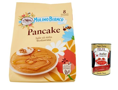 12x Mulino Bianco Pancake Pfannkuchensnack 100% frische italienische Milch und nachhaltiges Mehl 4 Stück 280 g + Italian gourmet polpa 400g