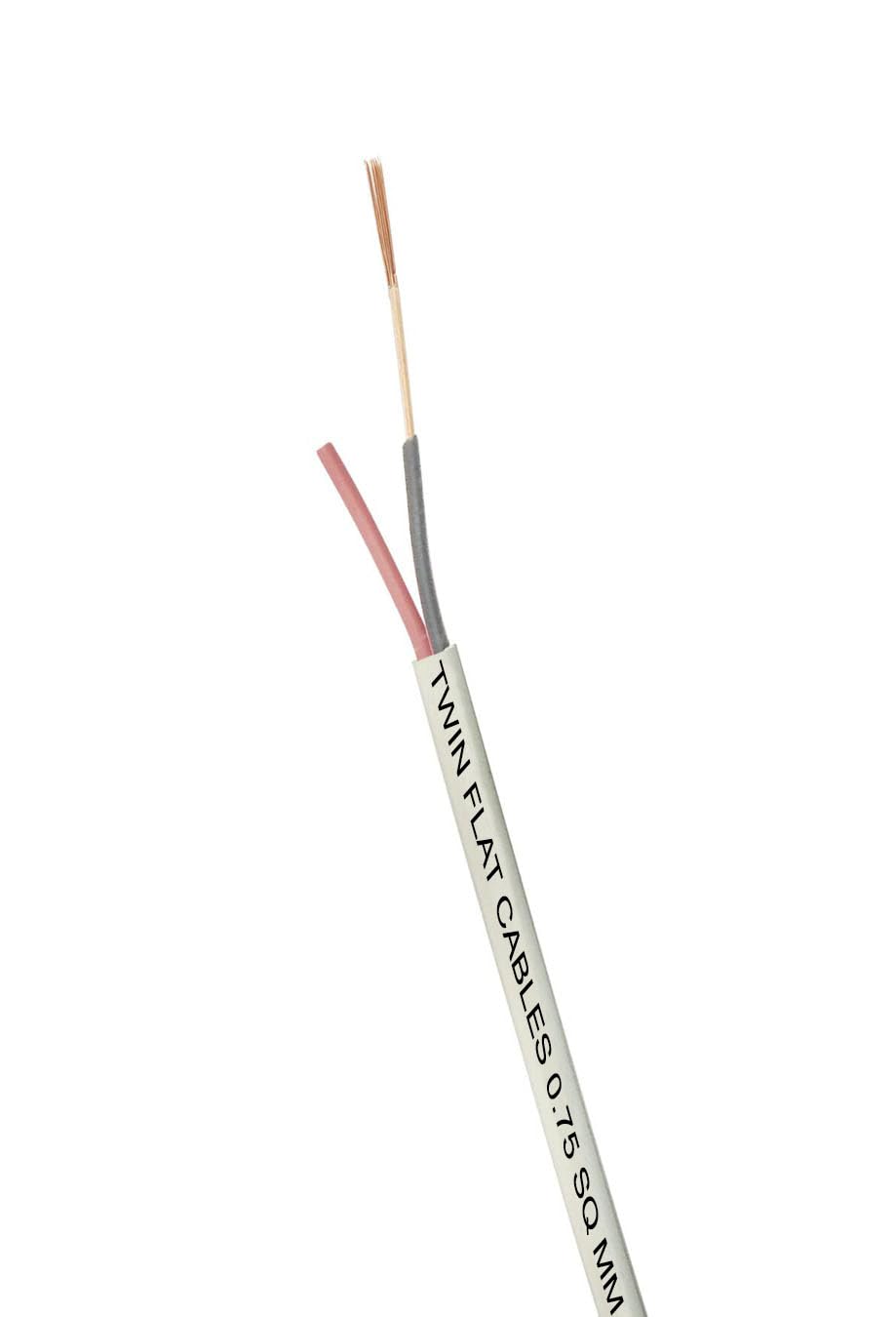 0.75mm 2 core Twin Flat Copper Wires & Cables with Triple Layer PVC Insulation (White) (10 meters / 33 feet)