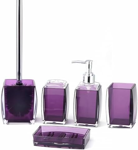 TUANYO 5Pcs Purple Resin/Acrylic Bathroom Accessories Complete Set ...