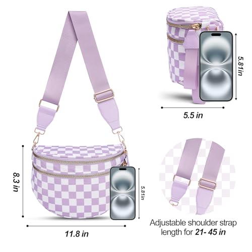 Image of Checkered Crossbody Bag, Bum Bags for Women Crossbody,Spacious Sling Bag Purse Fanny Packs with Shoulder Strap