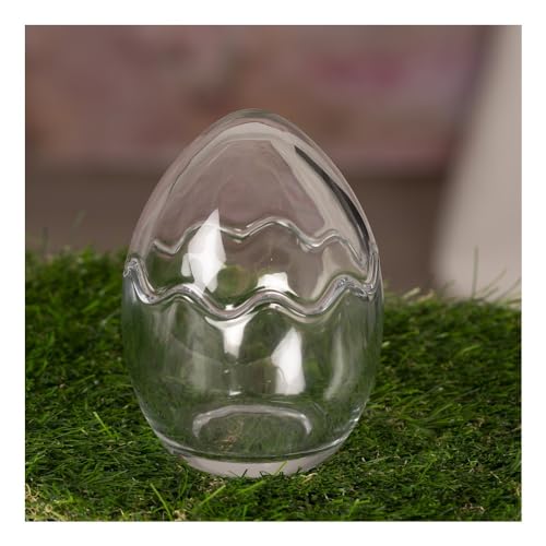 Ideen mit Herz Glas-Ei | 2-teilig | Abnehmbarer Deckel | befüllbar | klar | transparent (14,2 cm hoch | Ø 10,1 cm | 1 Ei)