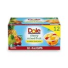 Dole Fruit Bowls Cherry Mixed Fruit in 100% Juice, Gluten Free Healthy Snack, 4 Oz, 12 Total Cups