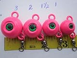 16 FLUKE EAR BALL JIGS NEON PINK/GREEN EYE & #3 SWIVEL, 3,2,1-1/2,1 OZ. 4 EACH for Toothy Critters, Rigging Baits and Lures for Saltwater & Freshwater.…