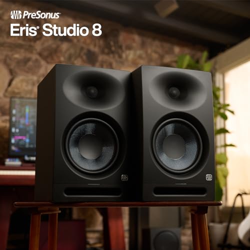 Image of PreSonus Eris Studio 8, 8-Inch High-Definition Professional Studio Monitor with Woven Composite LF Driver, XLR, 1 inch Silk-Dome HF Driver, EBM Waveguide, and Acoustic Tuning Controls - Single (Black)