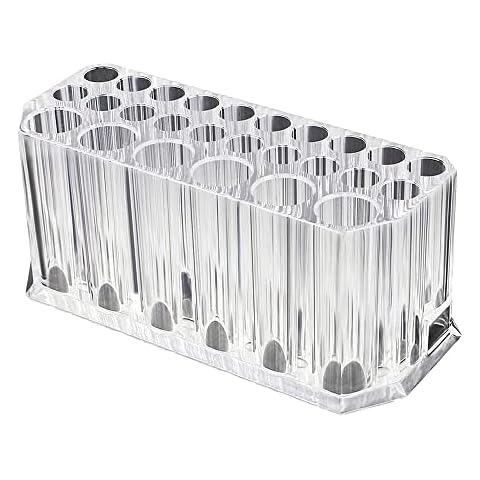 eKsdf Acrylic Cosmetic Organiser Transparent Brush Holder 26 Holes Makeup Storage Stand Makeup Brush Container Pen Holder (1) Cover