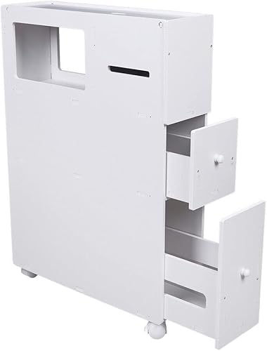 Miniatura 9 de HuaShuani Gabinete lateral de baño, gabinete de piso de baño, gabinete estrecho junto al inodoro pequeño gabinete de almacenamiento, con clips para