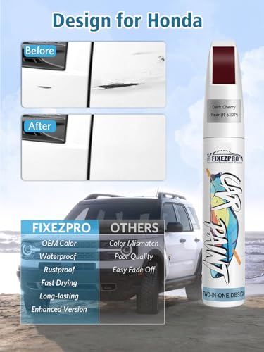 Image of R-529P Dark Cherry Pearl Car Touch Up Paint for Honda, Color Match Auto Paint Repair Pen,Professional Car Scratch Repair Remover Pen Quick Drying, Easy to Use