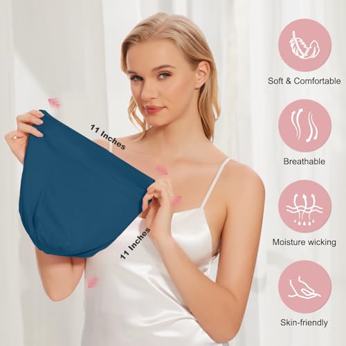 Image of ZHENSILK Silk Bonnet for Sleeping Women, Adjustable Silky Satin Lined Sleep Cap, Silk Hair Wrap Slouch Beanie Hat