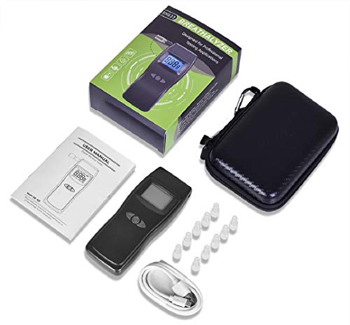 Breathalyzer, Professional Alcohol Tester, Usb Rechargeable Portable Digital Lcd Alcohol Breathalyzer Tester With 10 Mouthpieces… #TOP7