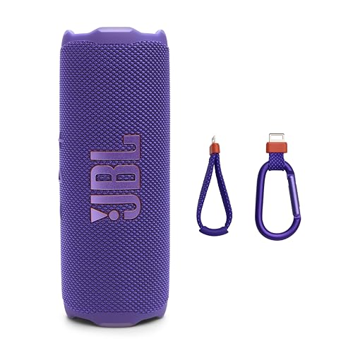 JBL Flip 7 - Portable Waterproof and Drop-Proof Speaker, Bold JBL Pro Sound with AI Boost, 16Hrs of Playtime, and PushLock System with Interchangeable Accessories (Purple) by JBL - Used condition - US$89.99