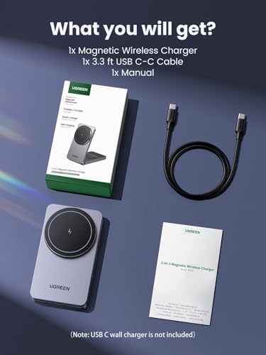 UGREEN MagFlow MagSafe Charger for iPhone 16, Qi Wireless Charger Stand, 2-in-1 Mag Safe Charger Stand Compatible with iPhone 17/17 Air/17 Pro/17 Pro Max/16/15/14/13/12 Series, AirPods 3/2/Pro - image 9