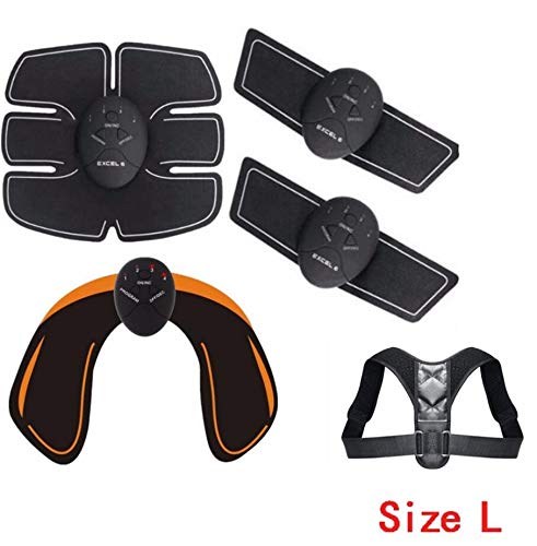 Preisvergleich Produktbild KEECARLY Bauchmuskeltrainer EMS Muskelstimulator mit Körperhaltung Korrektor Abnehmen Maschine Fitness Fitnessgeräte Kit for Home Gym Arm-Bein-Massage (Color : L)