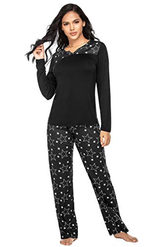 Ekouaer Ultra-Soft Women¡¯s Pajama Pant Set Lightweight Modal Lounge Pants and Long-Sleeve T-Shirt Sleepwear Set PJ