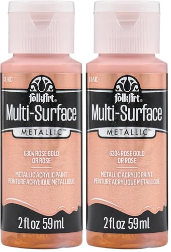 Image of FolkArt Multi-Surface Metallic Paint in Assorted Colors (2 oz), Metallic Rose Gold (Pack of 2)