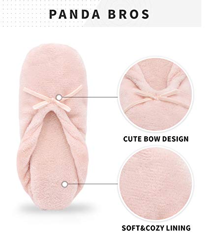 Image of Panda Bros 2 Pairs Women's Ballerina House Slippers, Anti-Skid Comfy Warm Ballet Style Slippers