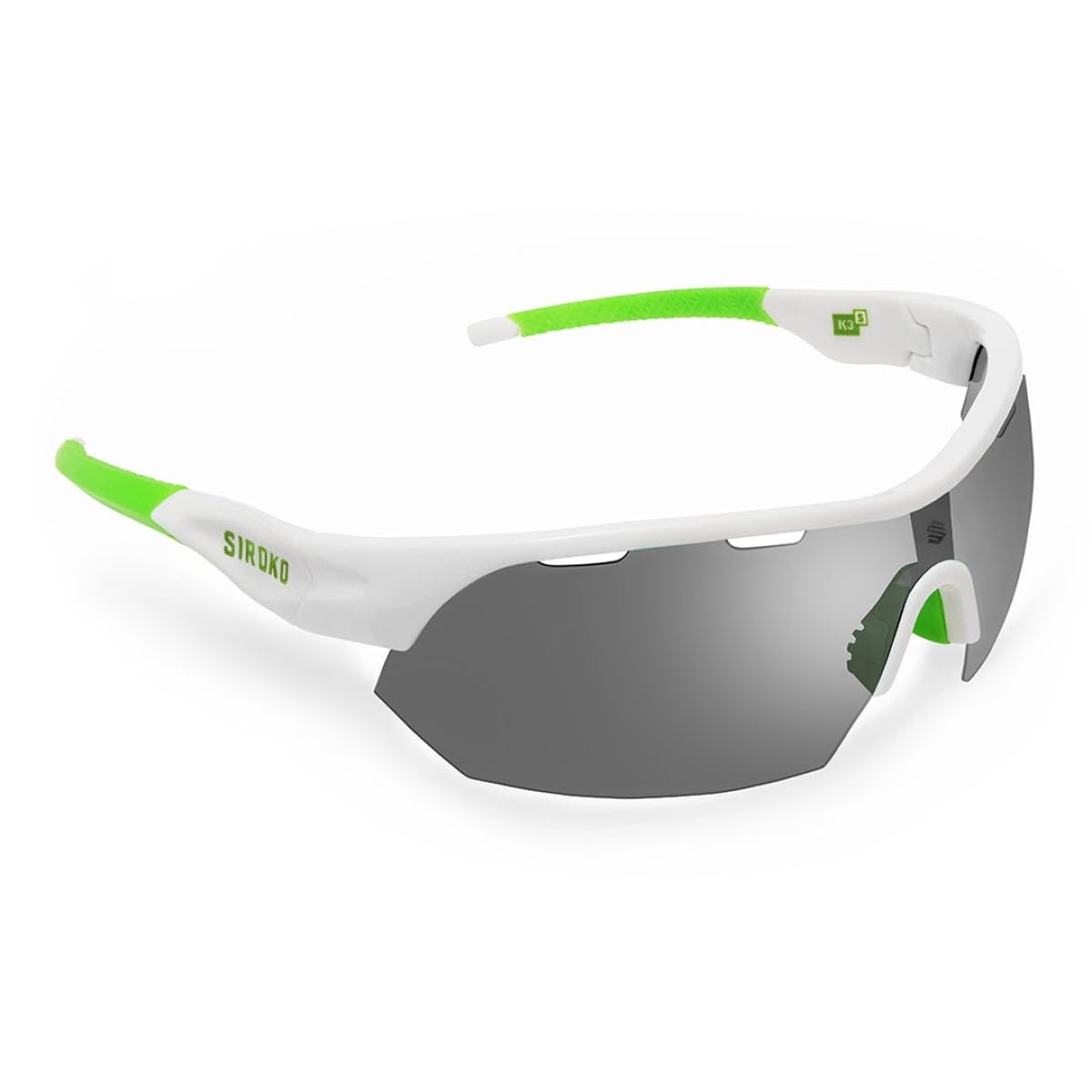 SIROKO - Occhiali Sportivi Fotocromatici K3s PhotoChromic Fluor Bianco/Verde