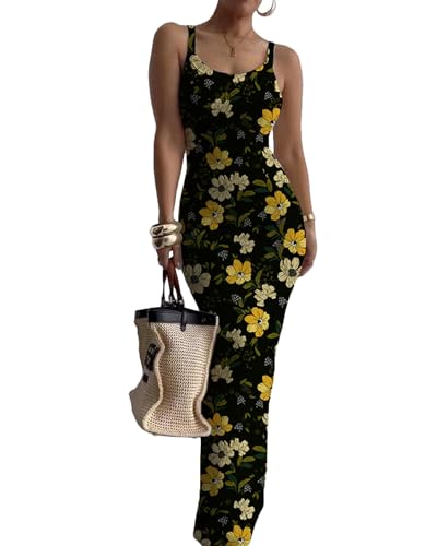 Image of Nimsruc Women Summer Long Dress Casual Slip Sexy Slim Sleeveless Bodycon Maxi Dresses for Women 2024