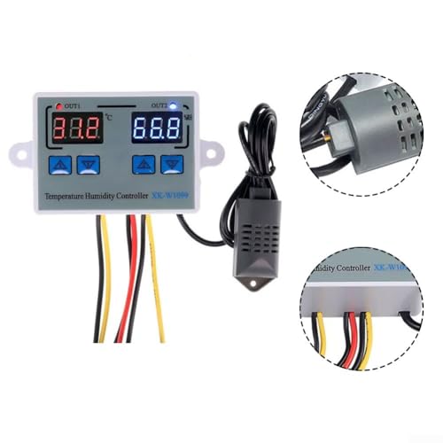 Controlador digital inteligente de temperatura y humedad LCD doble propósito de 12V 7