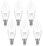 YUNRRD E14 LED Light Bulb,Warm White 2700K,6W 550lm,60W Equivalent Candle Bulbs Small Screw, E14 SES Edison Screw in Light Bulbs,Energy Saving Candle Light Bulbs,220-240V,Non-Dimmable,Pack of 6