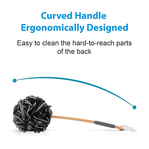 Amazerbath 1021000200028 Shower Sponge Loofah Back Scrubber, Pe Soft Mesh Loofah Body Scrubber With Long Wooden Handle, Bath Sponge For Men Women  thumb #6