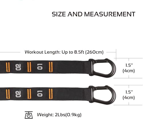 Image of Adjustable Numbered Straps for Gymnastic Rings Steel Carabiners Quick Hook System Easy to Set Up One Pair Strap Only (Orange)