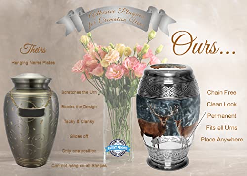 Image of Custom Engraved Angel Adhesive Photo Plaque - Chain Free Urn Plate & Engraved Urns for Ashes Adult Male & Urns for Human Ashes Adult Female - Patent Pending (Angel Wings with Photo Frame)