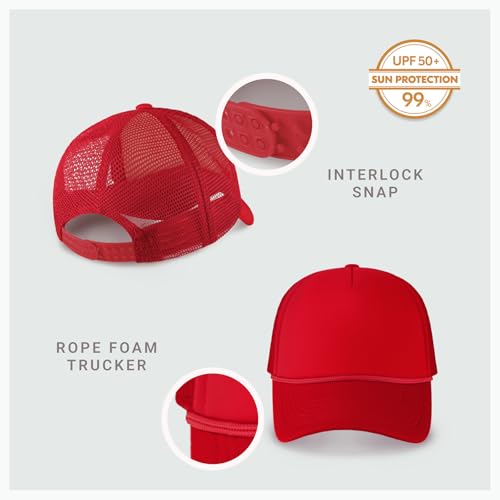 Image of CHOK.LIDS Classic Foam Trucker Hat Summer Mesh Rope Cap Solid Two Toned Blank Hat Mens Womens Adjustable Strap Light Weight