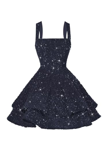 Image of vintys Teens Sequin Short Homecoming Dresses 16 Photo Shoot Tiered Cocktail Party Dress VS116