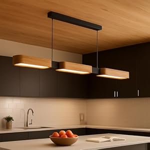 Epochglo Pendelleuchte Holz 90 cm für Esstisch, LED dimmbar 3000–6500K, Esszimmer Lampe modern, Hängeleuchte mit Fernbedienung & Memory Funktion