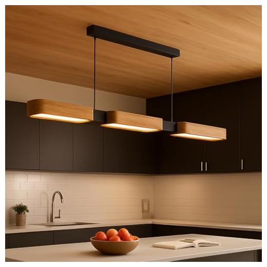 Epochglo Pendelleuchte Holz 90 cm für Esstisch, LED dimmbar 3000–6500K, Esszimmer Lampe modern, Hängeleuchte mit Fernbedienung & Memory Funktion