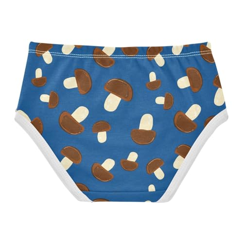 Toddler Girls Underwear 2t Cotton Little Girl Panties Fun Print Briefs Kids Undies Porcini Mushrooms Brown Blue2