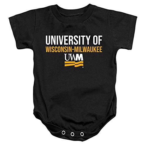 University of Wisconsin-Milwaukee Official Stacked Unisex Infant Snap Suit for Baby,Black, 18 Months