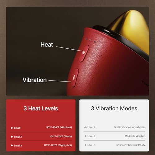 ZDEER LED Red Light Therapy for Face & Neck Massager Facial Care Device – Electric Gua Sha Brass Tool with Heat & Vibration for Firming, Sculpting & Skincare, Red