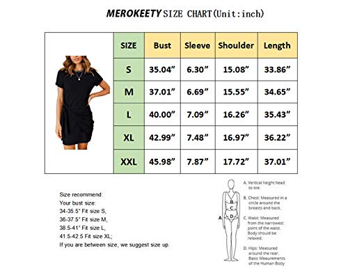 Merokeety Womens Short Sleeve Stretch T Shirt Dress Casual Crewneck Tie Waist Cocktail Dress Black #TOP5