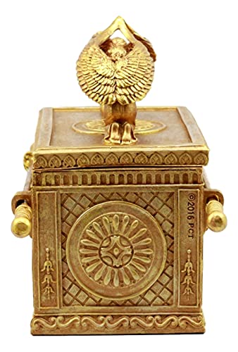 Ebros Matte Gold Holy Ark Of The Covenant With Ten Commandments Rod Of Aaron And Manna Religious Decorative Figurine Trinket Box Collectible Judaic Israel Historic Model Replica (1:8 Scale 9.5" Long) #TOP3