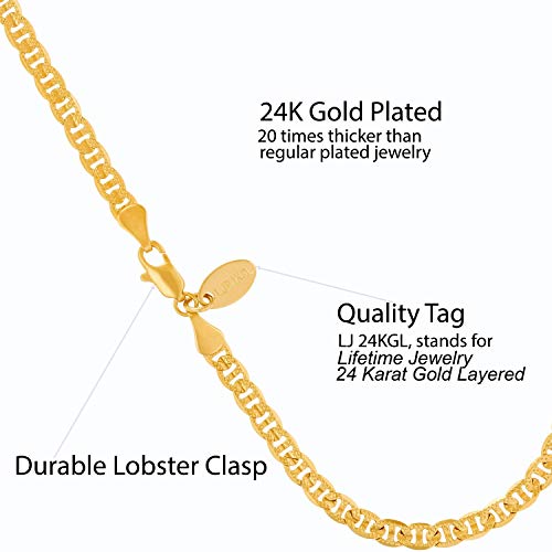 LIFETIME JEWELRY 4mm Mariner Link Chain Anklet for Women & Men 24k Gold Plated (Gold, 11) - Image 4