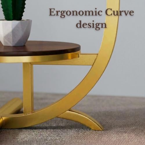 Image of NEST NATURE HAVEN Wood 2 Tier Round Coffee Table Nightstand Bedside Telephone Table with Storage, End Table Sofa Side Corner Table for Living Room Bedroom, Gold Brown