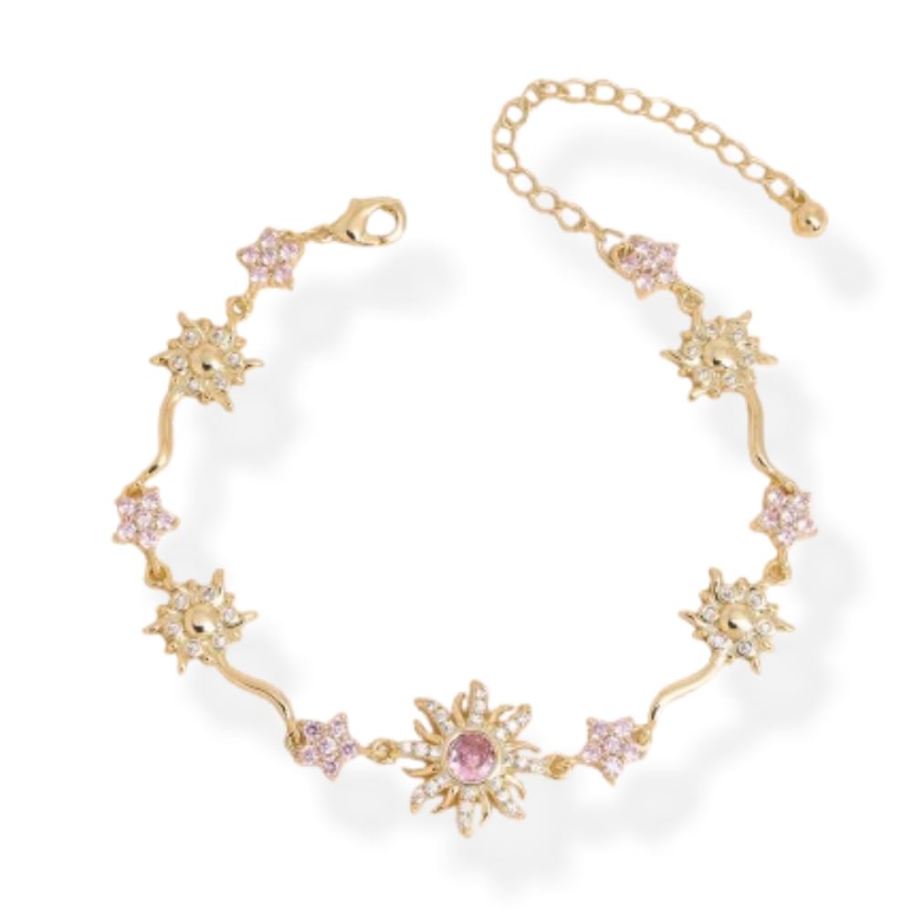 Bracciali, Principessa Girasole, Gioielli Floreali Eleganti Regolabili con zirconi Viola for Il Compleanno delle Donne(E)