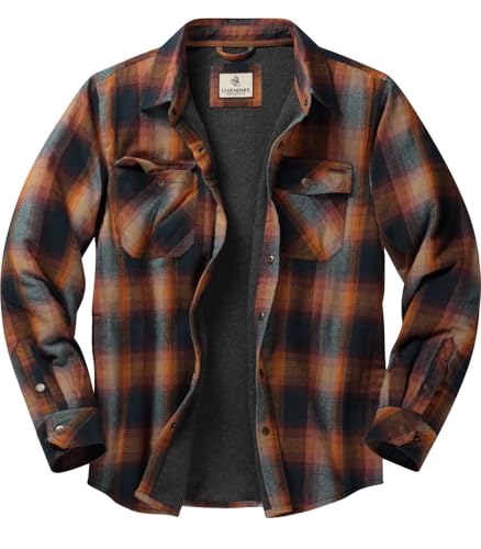 Legendary Whitetails mens Thermal Lined Shirt Jacket Plaid Flannel Polyfill Insulated