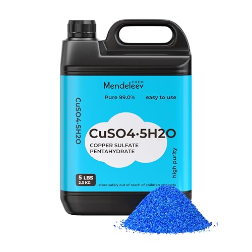 5 Lbs Copper Sulfate Crystals Pentahydrate Powder, High Purity Copper Sulfate for Laboratory, Industrial and General Purpose Use
