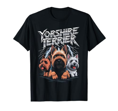 Mejor Yorkshire Terrier Dog Dad Heavy Metal Dog Mom Thunder Camiseta
