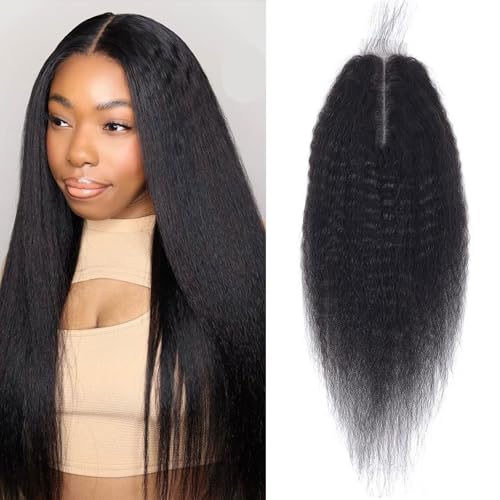 2x6 HD Lace Closure Kinky Straight Transparent 2 by 6 HD Lace Closure 14 Inch 100% Brazilian Virgin Unprocessed Middle Part Human Hair Closure